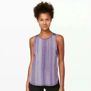Lululemon Sculpt Tank Top Purple White Spray Dye Ink Singlet Run Mesh Size  8